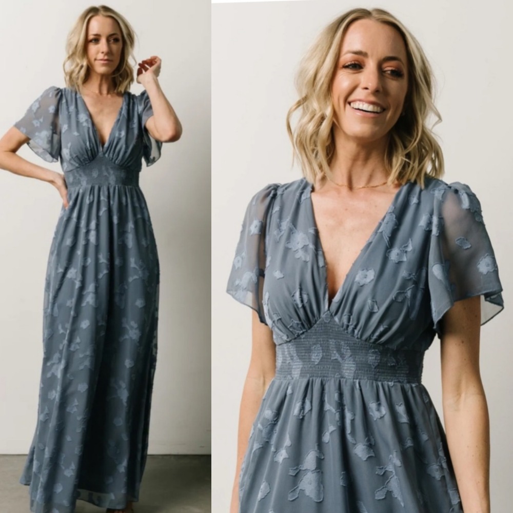 Baltic Born Dusty Blue Floral Maxi Dress